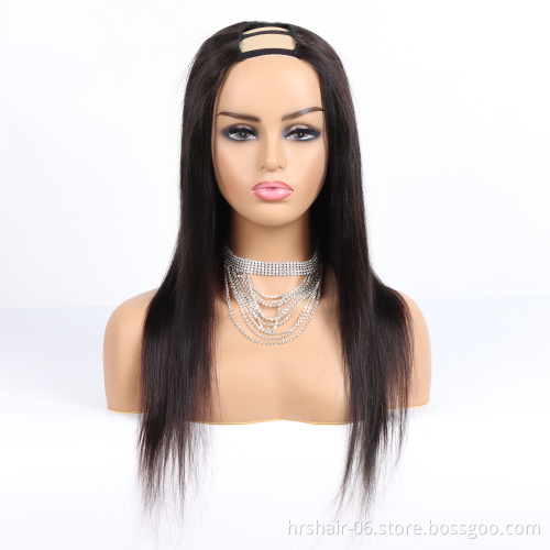 Wholesale 100% unprocessed remy Cuticle Aligned Raw Virgin u part wig human hair ,glueless wigs for black women